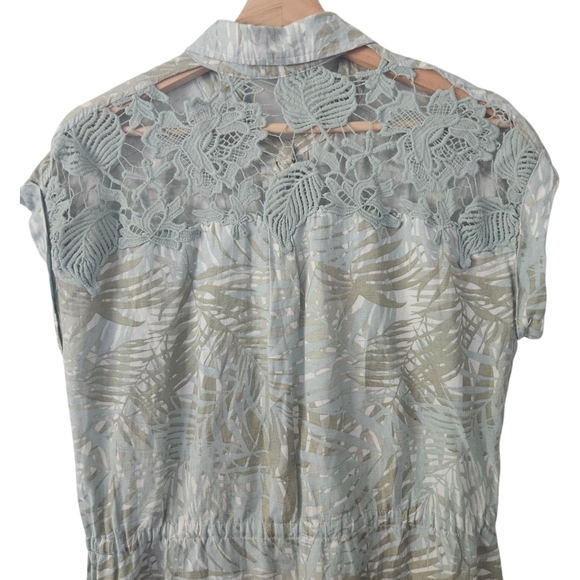 Dear John Tropical Green Linen Blend Tie Waist Dress Size S - Picture 4 of 11